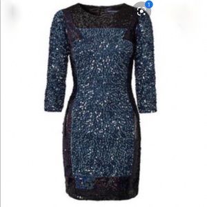 Sequinned long sleeved cocktail dress
